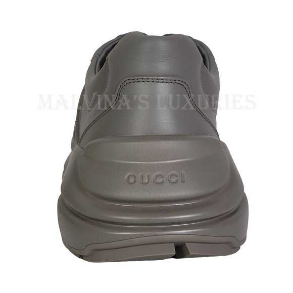 GUCCI SNEAKERS MENS RHYTON SHOES GREY INTERLOCKING LOGO LEATHER - Picture 6 of 15